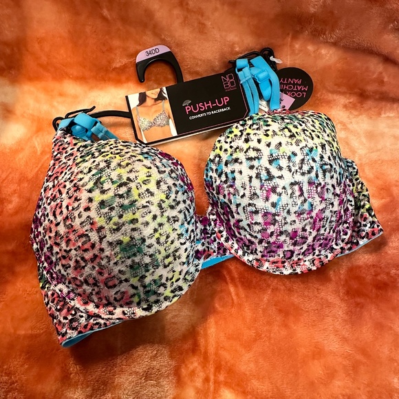 No Boundaries Rainbow Padded Leopard Bra Size 34 DD NWT - Picture 5 of 7